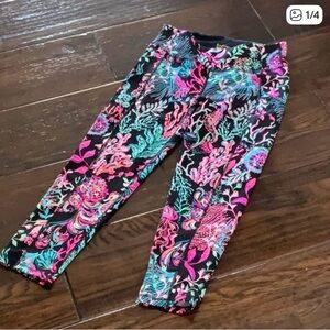 Lilly Pulitzer Luxletic Leggings Twilight Corral Onyx!  EUC!